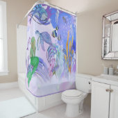 Rideaux De Douche La sirène observe la vie marine (En situation)