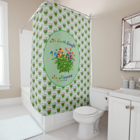 Rideaux De Douche La Terre Rire Dans Les Fleurs Citation Inspiration (En situation)