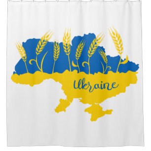 Rideaux De Douche La typographie ukrainienne et l'oreille au blé sur