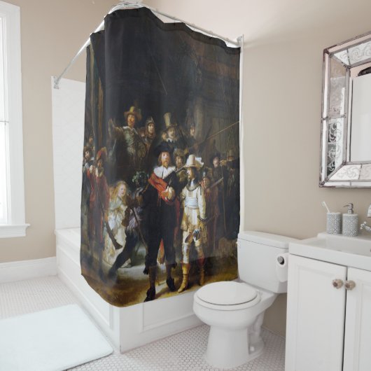 Rideaux De Douche La Veille de nuit, Rembrandt (En situation)