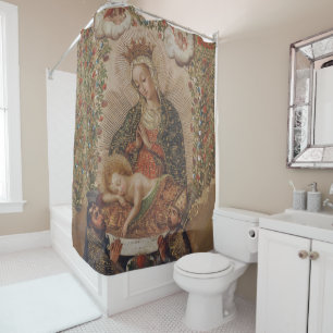 Rideaux De Douche La Vierge adorant le Christ Enfant Noël
