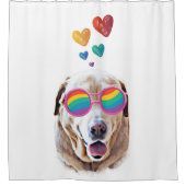 Rideaux De Douche Labrador Chien avec Coeurs Saint-Valentin (Devant)