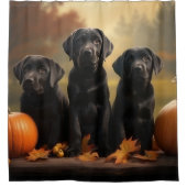 Rideaux De Douche Labrador Chiot Automne Citrouille de plaisir (Devant)