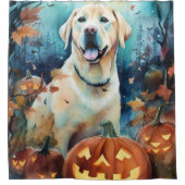 Rideaux De Douche Labrador d'Halloween avec citrouilles Épouvantable (Devant)