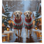Rideaux De Douche Labrador Dogs Christmas Snow Holiday (Devant)