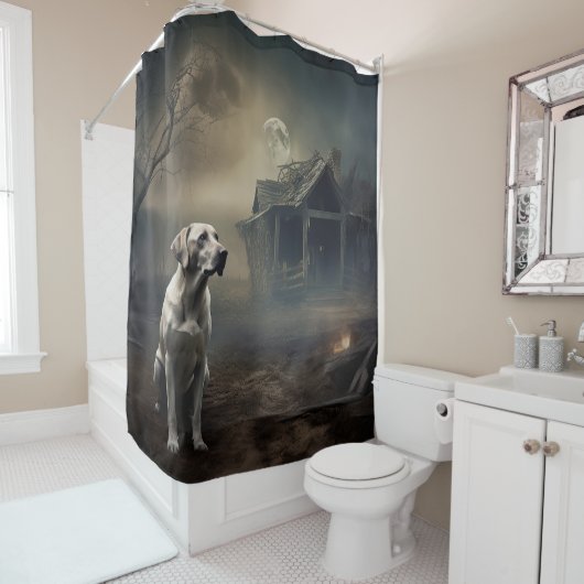 Rideaux De Douche Labrador Halloween Épouvantable (En situation)