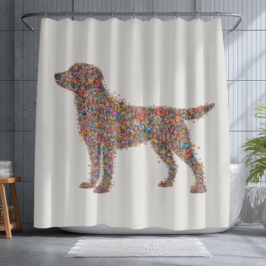 Rideaux De Douche Labrador Retriever Butterfly Silhouette Dog Lover