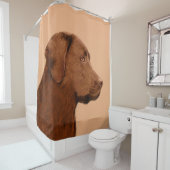 Rideaux De Douche Labrador Retriever (Chocolat) Peinture - Chien Art (En situation)