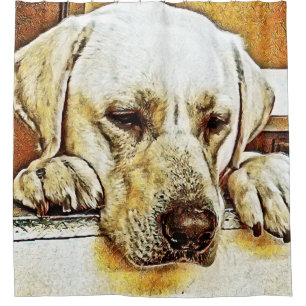 Rideaux De Douche Labrador retriever jaune sur la porte