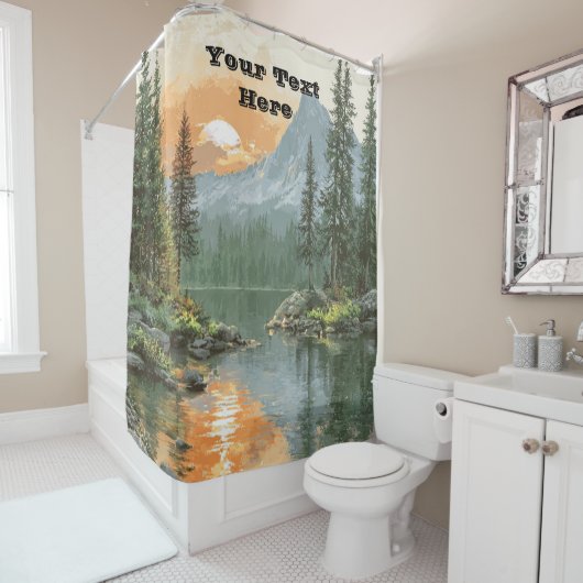 Rideaux De Douche Lac au coucher de soleil (En situation)