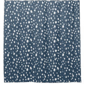 Rideaux De Douche Lac Bleu et Blanc Points Abstraits (Devant)
