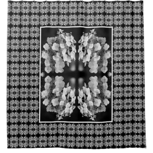 Rideaux De Douche Lacecap Hydrangea Noir Et Blanc Abstrait (Devant)