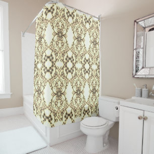 Rideaux De Douche Lacy Look of Flowers Golden Sepia