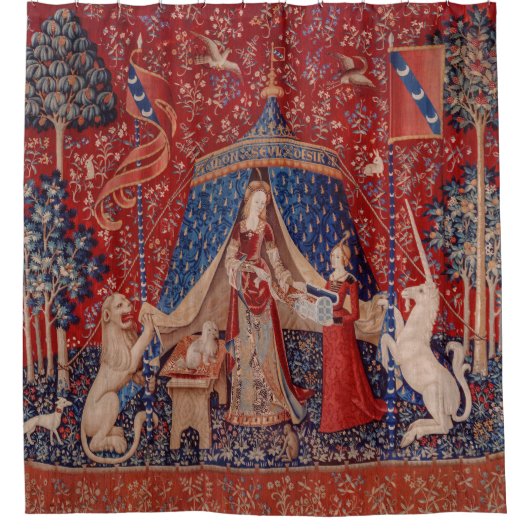 Rideaux De Douche Lady and Unicorn Medieval Tapestry Desire (Devant)