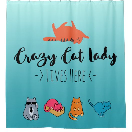 Rideaux De Douche Lady Lady Cat Crazy Ici (Devant)