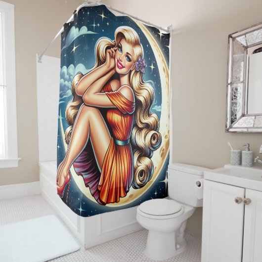 Rideaux De Douche Lady Lune (En situation)