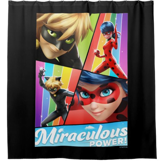 Rideaux De Douche Ladybug & Cat Noir | Puissance Miraculeuse ! (Devant)