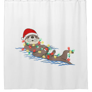 Rideaux De Douche laide noël santa claus otter