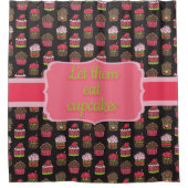 Rideaux De Douche Laissez-Les Manger Des Cupcakes Mignonnes Rose Ver (Devant)