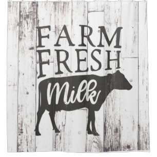 Rideaux De Douche Lait de vache frais de ferme Blanc Bois Maison de