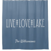 Rideaux De Douche Lake House Devis Pine Tree Personnalisé Bleu (Devant)