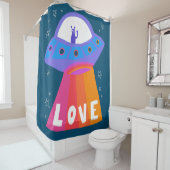 Rideaux De Douche L'Alien spatial UFO Étend L'ESPACE AMOUR (En situation)