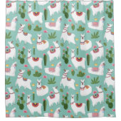 Rideaux De Douche Lamas mignons sur le motif turquoise (Devant)