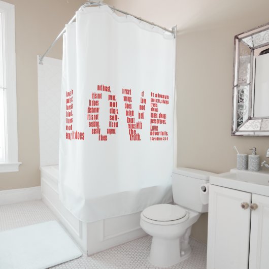 Rideaux De Douche L'amour est... 1 Corinthiens 13:4-8 verset de la B (En situation)