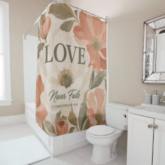 Rideaux De Douche L'AMOUR NE MANQUE JAMAIS | Cadeau de mariage chrét