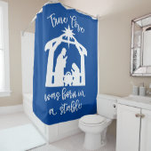 Rideaux De Douche L'Amour Véritable Est Né Dans Une Nativité Stable (En situation)