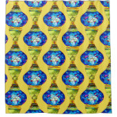 Rideaux De Douche Lampes turques mosaïque bleue aquarelle art (Devant)
