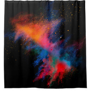 Rideaux De Douche Lancé en poudre colorée sur fond noir,