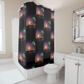 Rideaux De Douche Lancement De Fusées La Nuit (En situation)