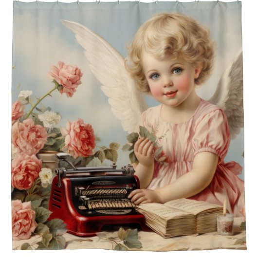 Rideaux De Douche L'ange mignon écrit une lettre d'amour (Devant)