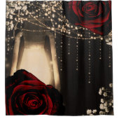 Rideaux De Douche Lanterne rustique Lumière & Roses Rouges Foncé Gla (Devant)