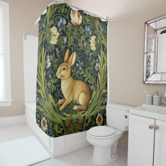 Rideaux De Douche Lapin Art nouveau dans le jardin (En situation)
