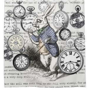 Rideaux De Douche Lapin Blanc Alice au Pays des Merveilles Horloges