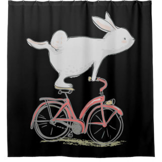 Rideaux De Douche Lapin Mignonne Sur Vélo Vélo Vélo Vélo Vélo