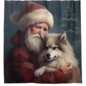 Rideaux De Douche Lapphund finlandais Noël festif du Père Noël (Devant)