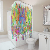 Rideaux De Douche L'aquarelle lunatique fleurit l'art (En situation)