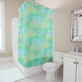 Rideaux De Douche L'art Abstrait bleu et vert (En situation)