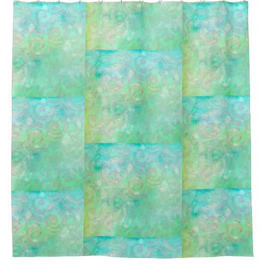 Rideaux De Douche L'art Abstrait bleu et vert (Devant)