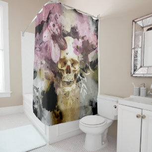 Rideaux De Douche L'art Abstrait du crâne rose