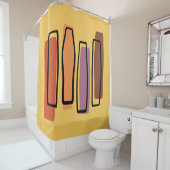 Rideaux De Douche L'Art Abstrait Rétro Atomique 'Piliers' (En situation)