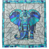 Rideaux De Douche L'art de la mosaïque Blue Elephant (Devant)