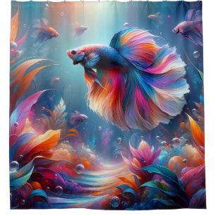 Rideaux De Douche "L'art siamois combattant le poisson"