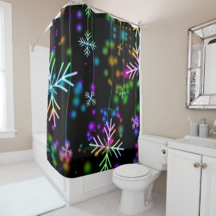 Rideaux De Douche L'atmosphère de Noël festive et animée de Slippery