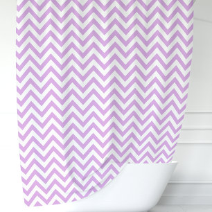 Rideaux De Douche Lavande et Chevron Blanc