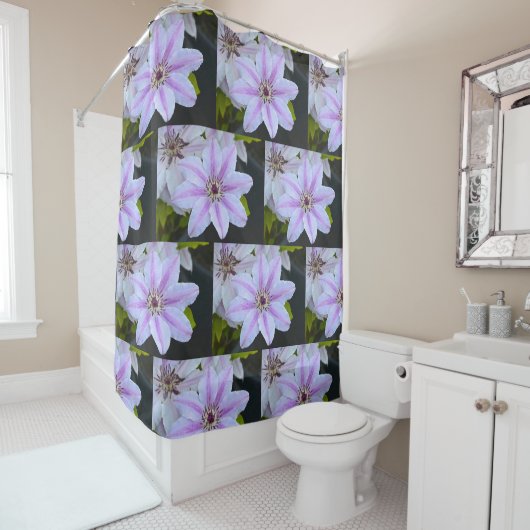 Rideaux De Douche Lavande et Clematis blanc (En situation)