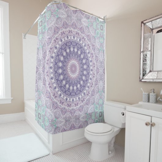 Rideaux De Douche Lavande et Lilac Mandala Motif (En situation)
